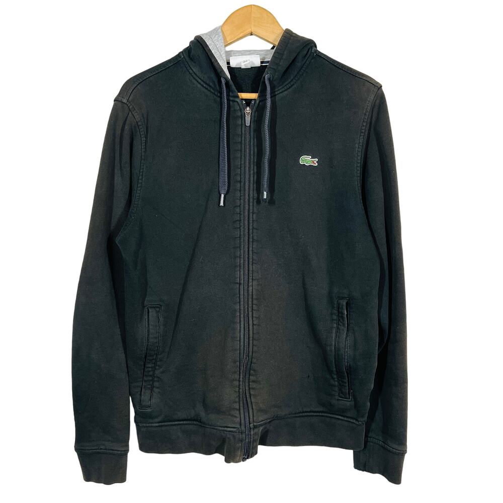 LaCoste Sport Full Zip Jacket Hoodie Black Long Sleeve - 14